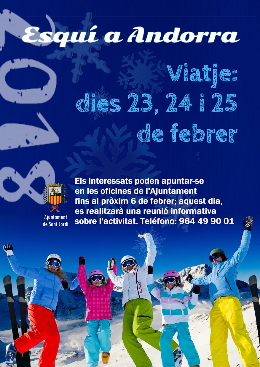 Sant Jordi organitzarà un viatge a l'estació d'esquí d'Andorra