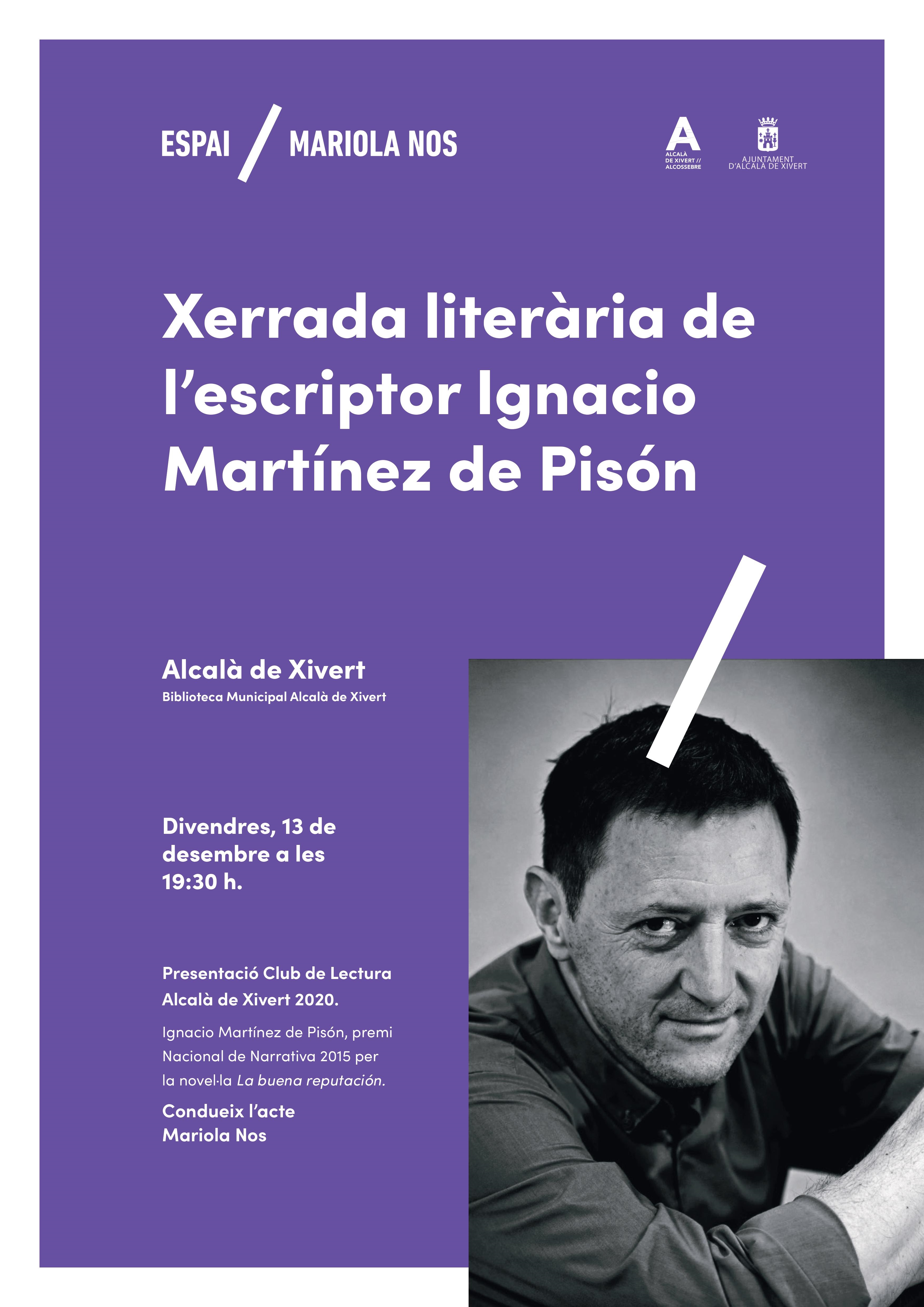Alcalà-Alcossebre; L'Ajuntament d'Alcalà-Alcossebre posa en marxa un Club de Lectura que començarà amb una xerrada de l'escriptor Ignacio Martínez de Pisón el proper 13 de desembre