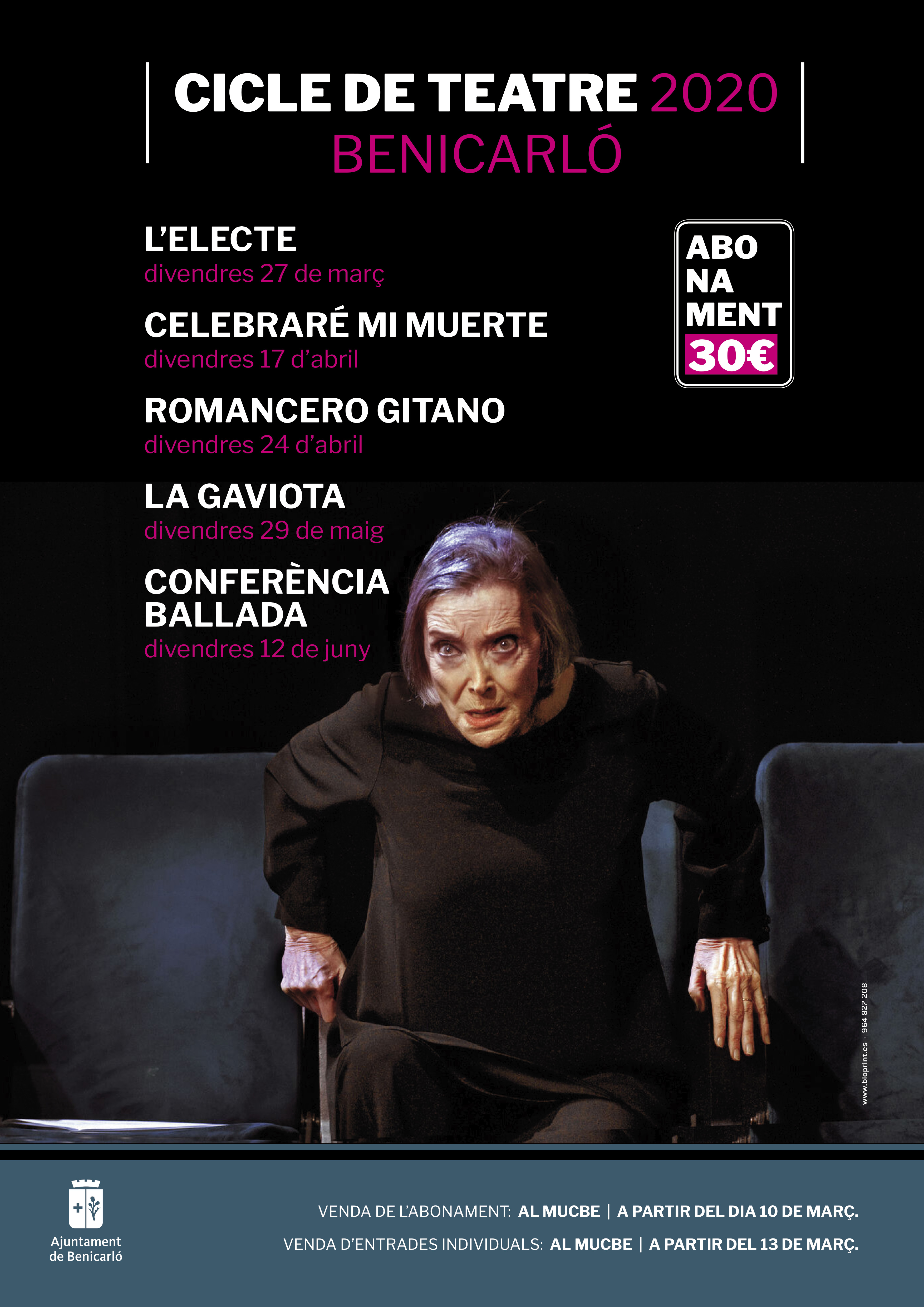 Núria Espert encapçala el cartell del Cicle de Teatre de Primavera de Benicarló