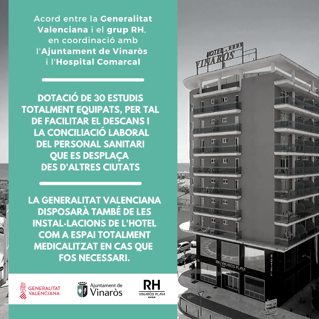 Hoteles RH a Vinaròs facilitarà estudis per als sanitaris