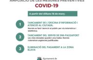 S’amplien les mesures preventives amb motiu del COVID-19 a Vinaròs