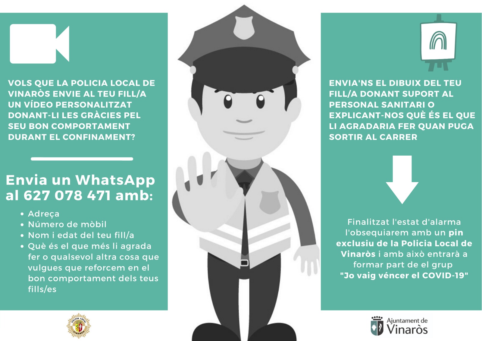 La Policia Local de Vinaròs engega una campanya d’agraïment als xiquets