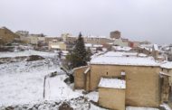 Uns 5 centímetres de neu han cobert avui de blanc el municipi de Portell