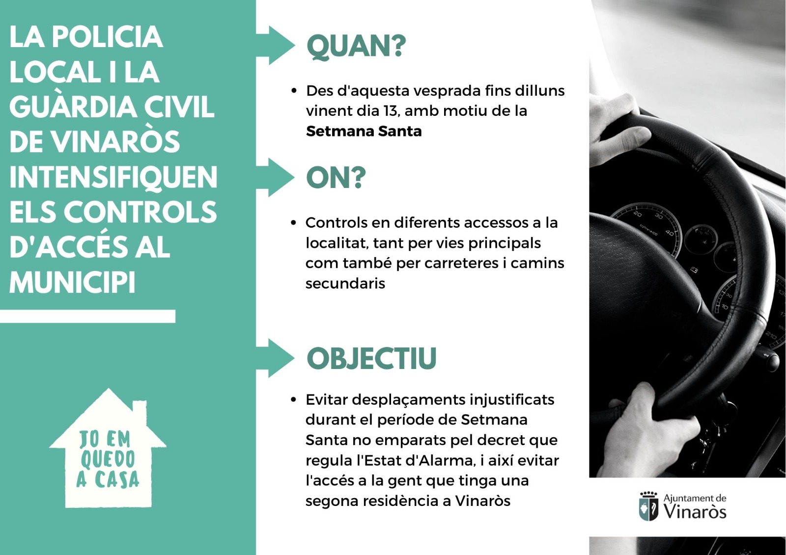 Policia i Guàrdia Civil intensificaran el control als accessos de Vinaròs