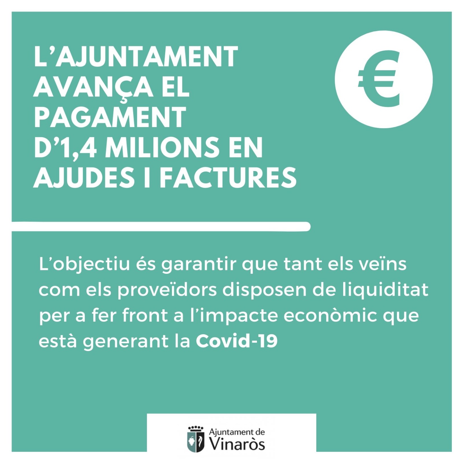 L’Ajuntament de Vinaròs ordena el pagament d’1,4 milions en ajudes i factures