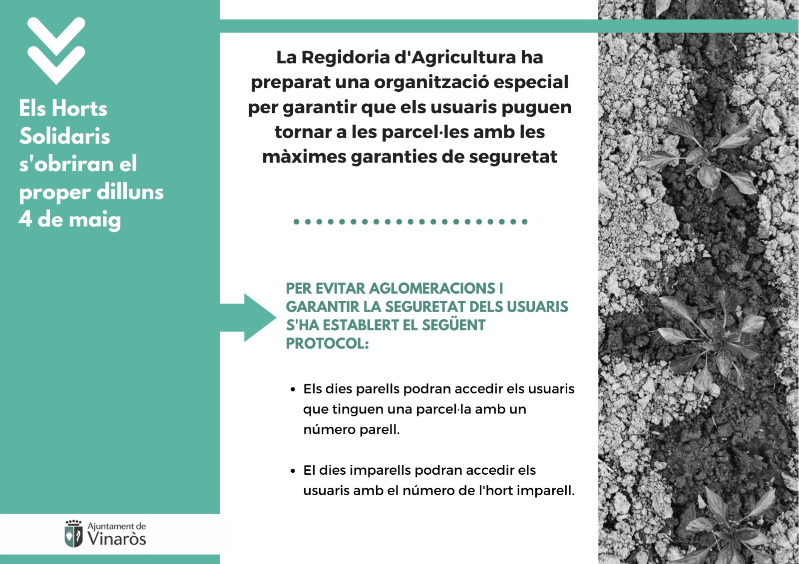 Els Horts Solidaris de Vinaròs s’obriran el dilluns 4 de maig