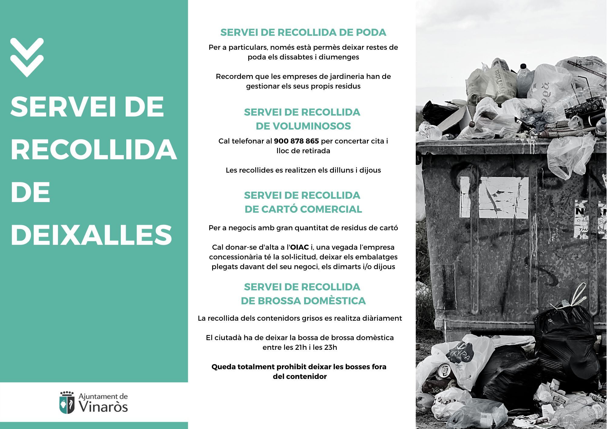 Vinaròs 'demana civisme' davant de l'abocament irresponsable de residus