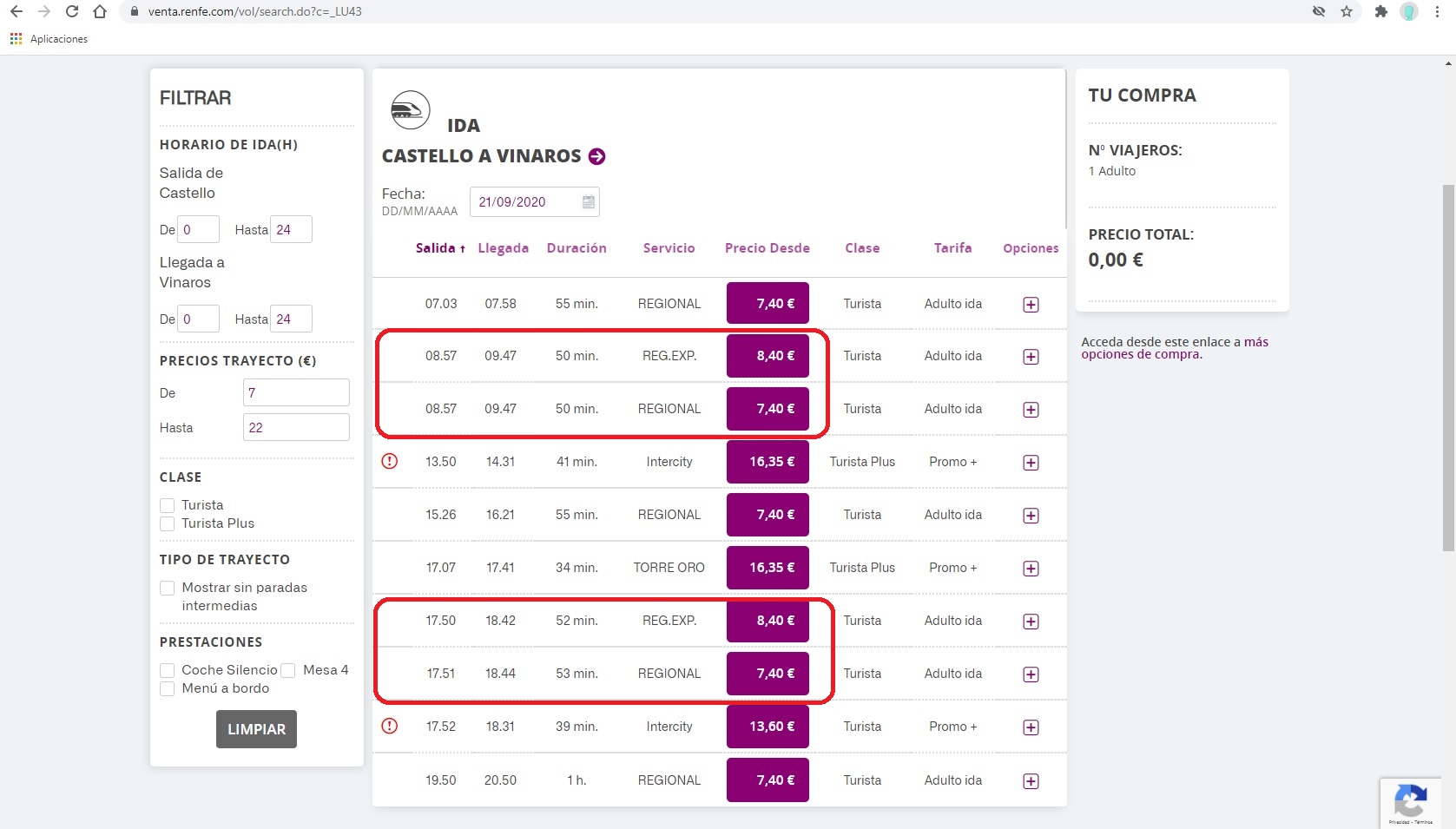 El PP de Vinaròs denúncia que RENFE cobra dos preus diferents per al mateix tren entre Vinaròs i Castelló