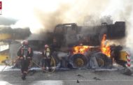 Incendi d'un camió grua en l'N-232 a Morella