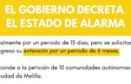 El Consell de Ministres decreta l'estat d'alarma per a fer front a la pandèmia de la Covid-19