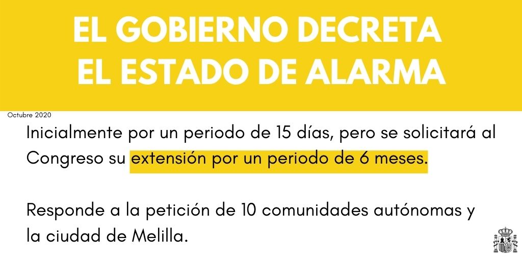 El Consell de Ministres decreta l'estat d'alarma per a fer front a la pandèmia de la Covid-19