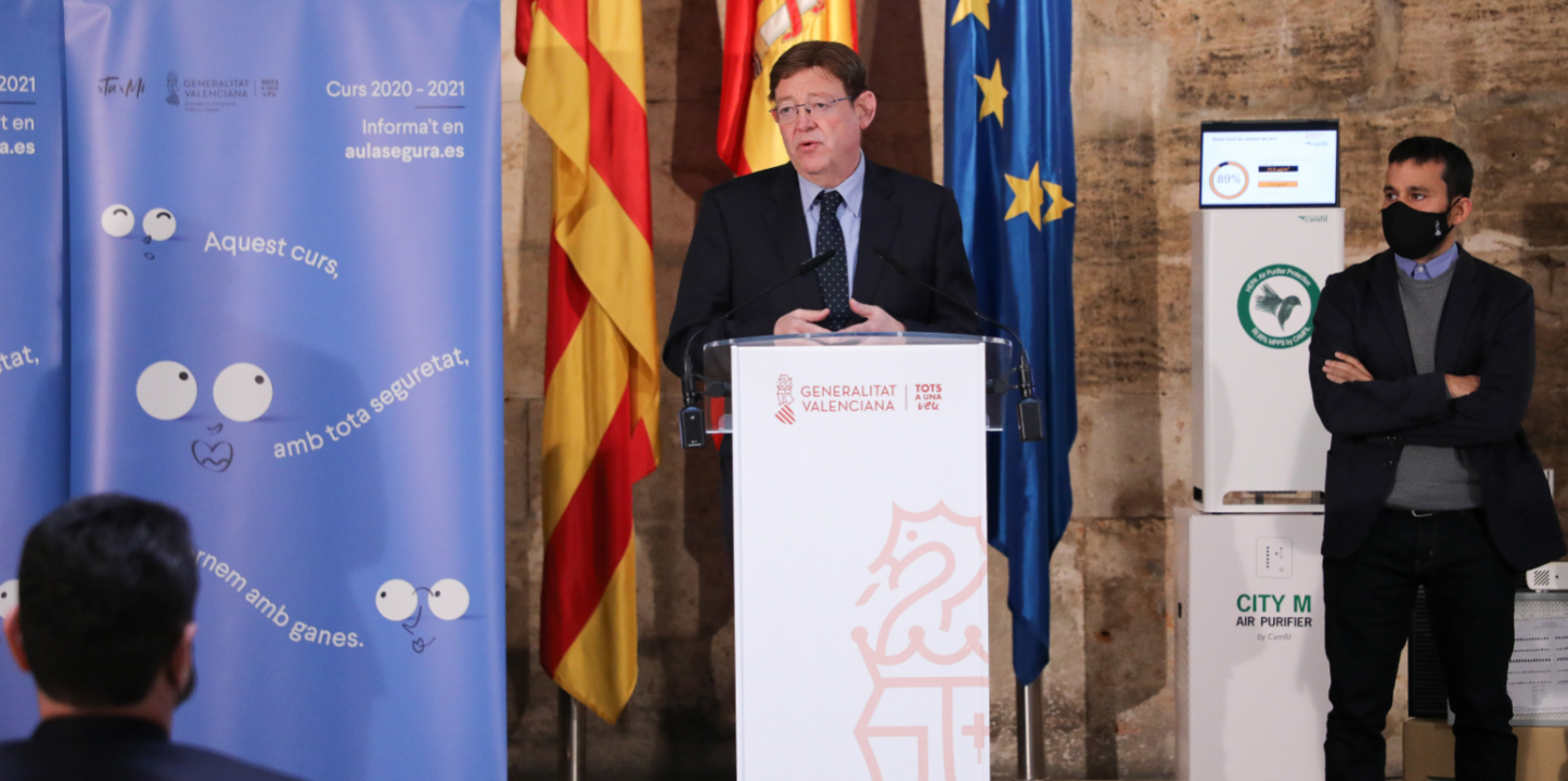Puig anuncia 8.000 purificadors per a garantir l'adequada ventilació de les aules dels centres educatius 