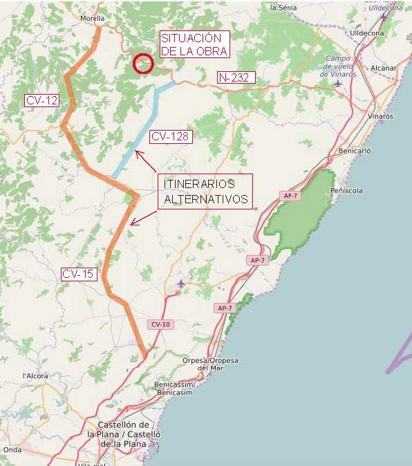 Afeccions al trànsit per obres en l'N-232 en el Port del Querol