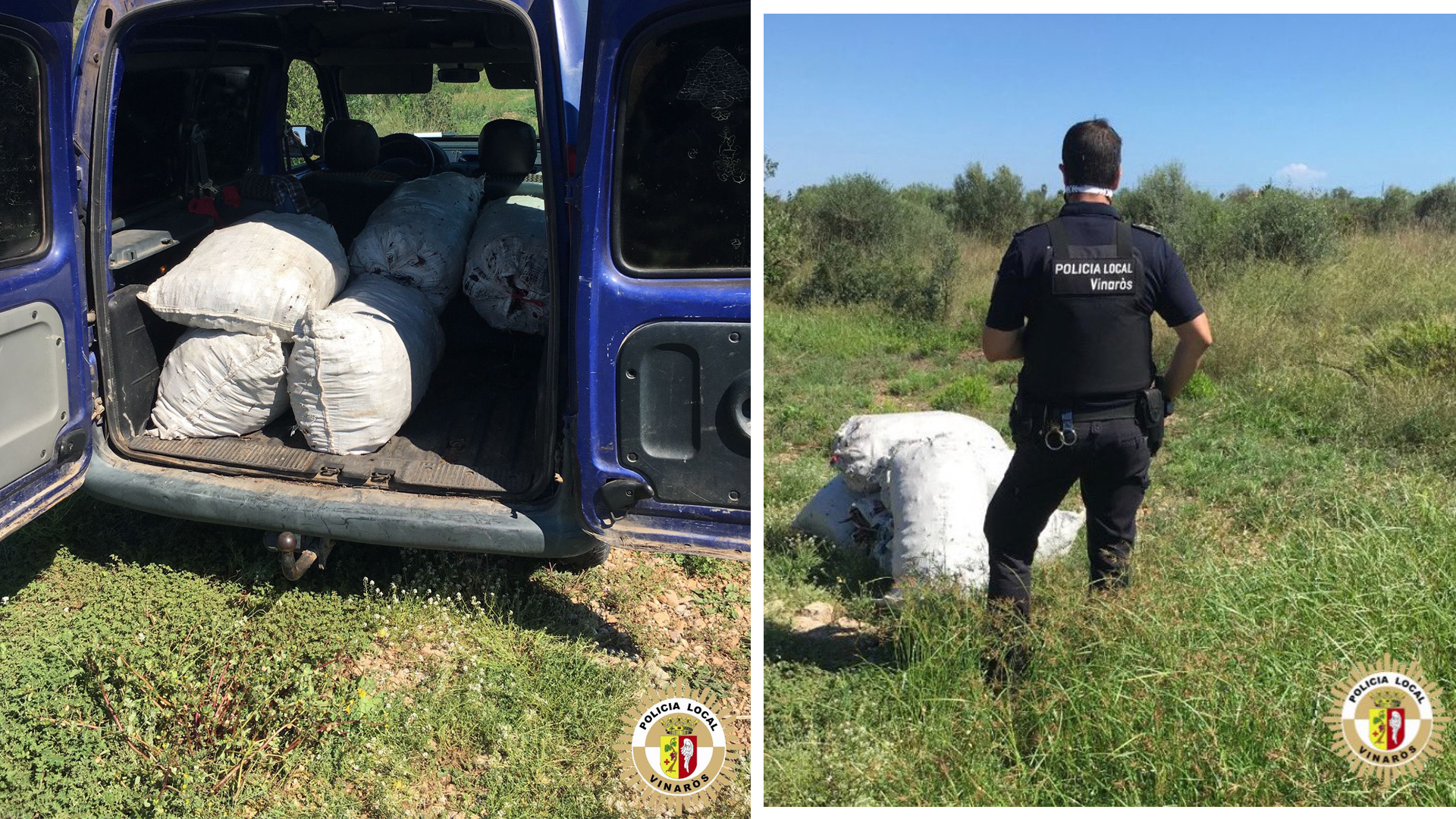 La Policia Local de Vinaròs sorprén tres persones que portaven 180 quilos de garrofes