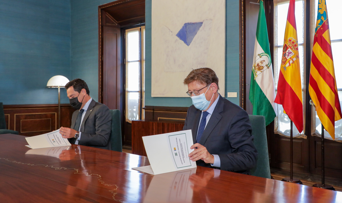 La Comunitat Valenciana i Andalusia signen una declaració institucional per un nou finançament autonòmic