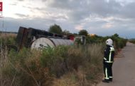 Volca un camió amb 25.000 litres de sosa càustica a l'AP7 a l'altura de Cabanes