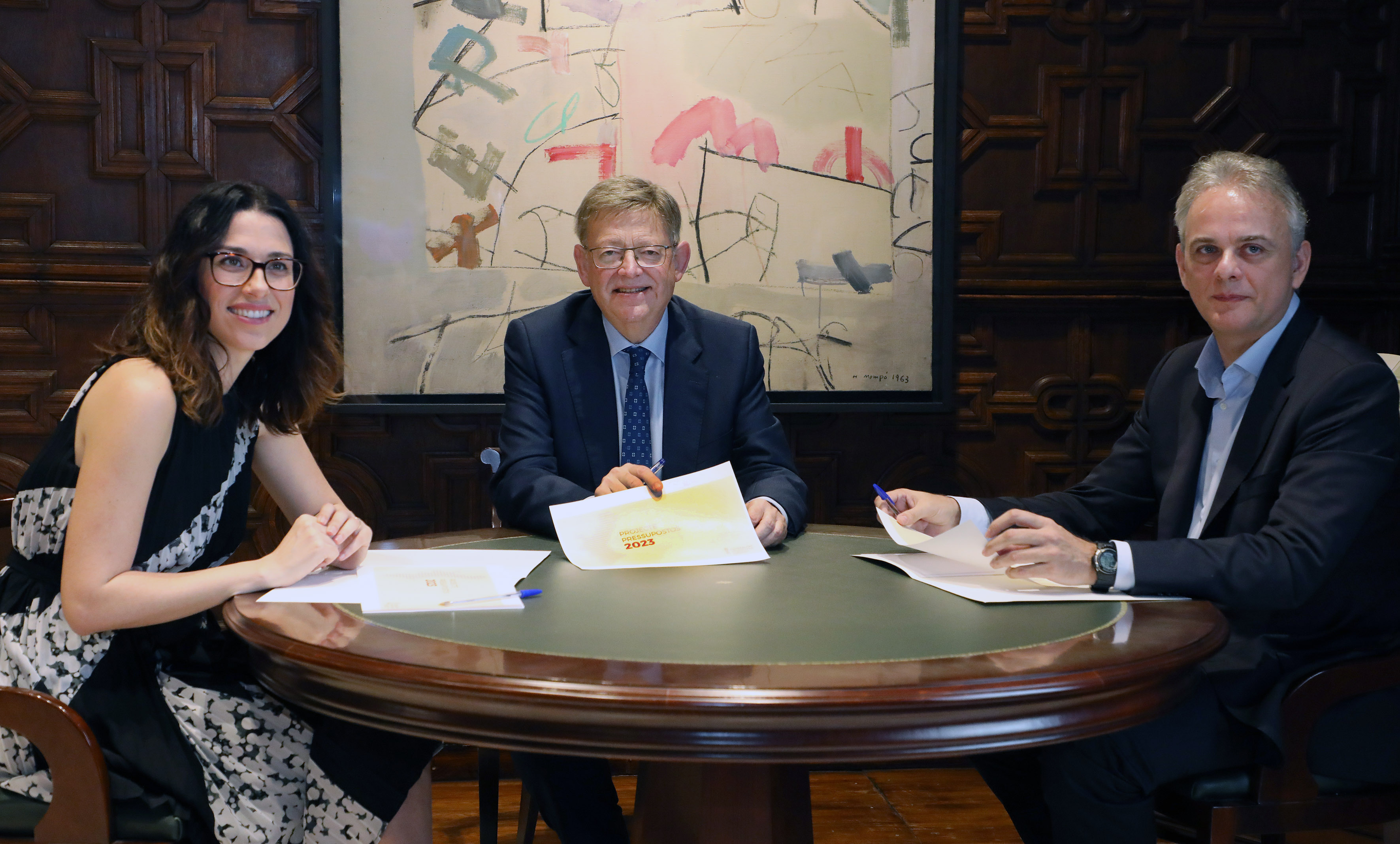 Ximo Puig, Aitana Mas i Héctor Illueca acorden els Pressupostos de la Generalitat per a 2023