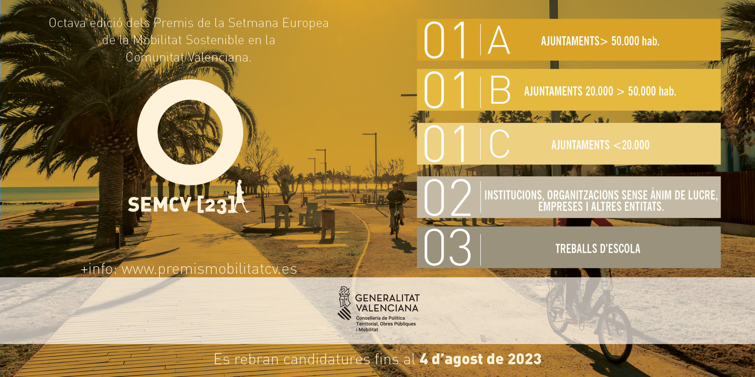 La Generalitat convoca els premis de la Setmana Europea de la Mobilitat Sostenible