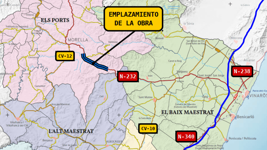 El Mitma licita per 23,7 M les obres de condicionament de la carretera N-232 entre la Masia de la Torreta i Morella