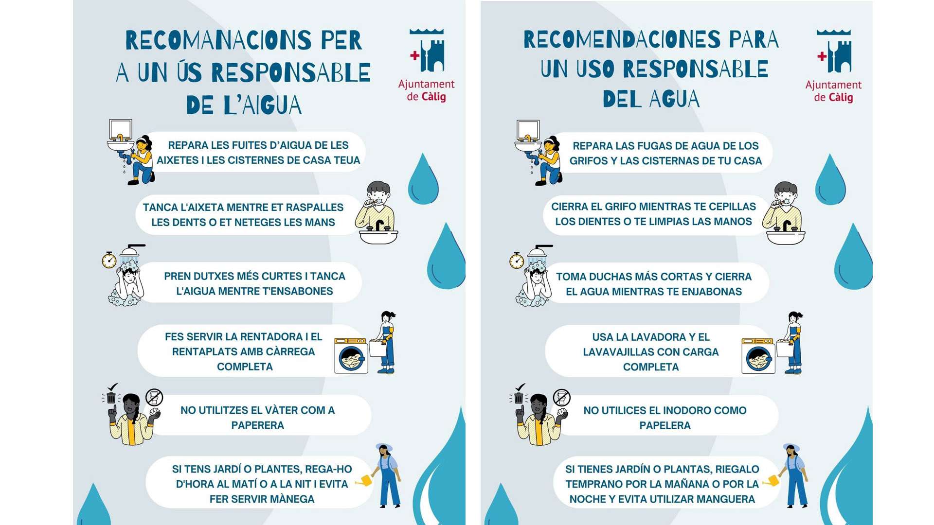 Càlig inicia una campanya per a conscienciar a la ciutadania sobre el consum responsable de l’aigua