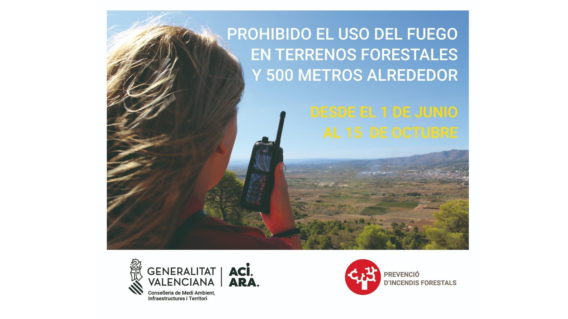 Medi Ambient informa sobre la prohibició de l'ús del foc en terrenys forestals entre l'1 de juny i el 15 d'octubre