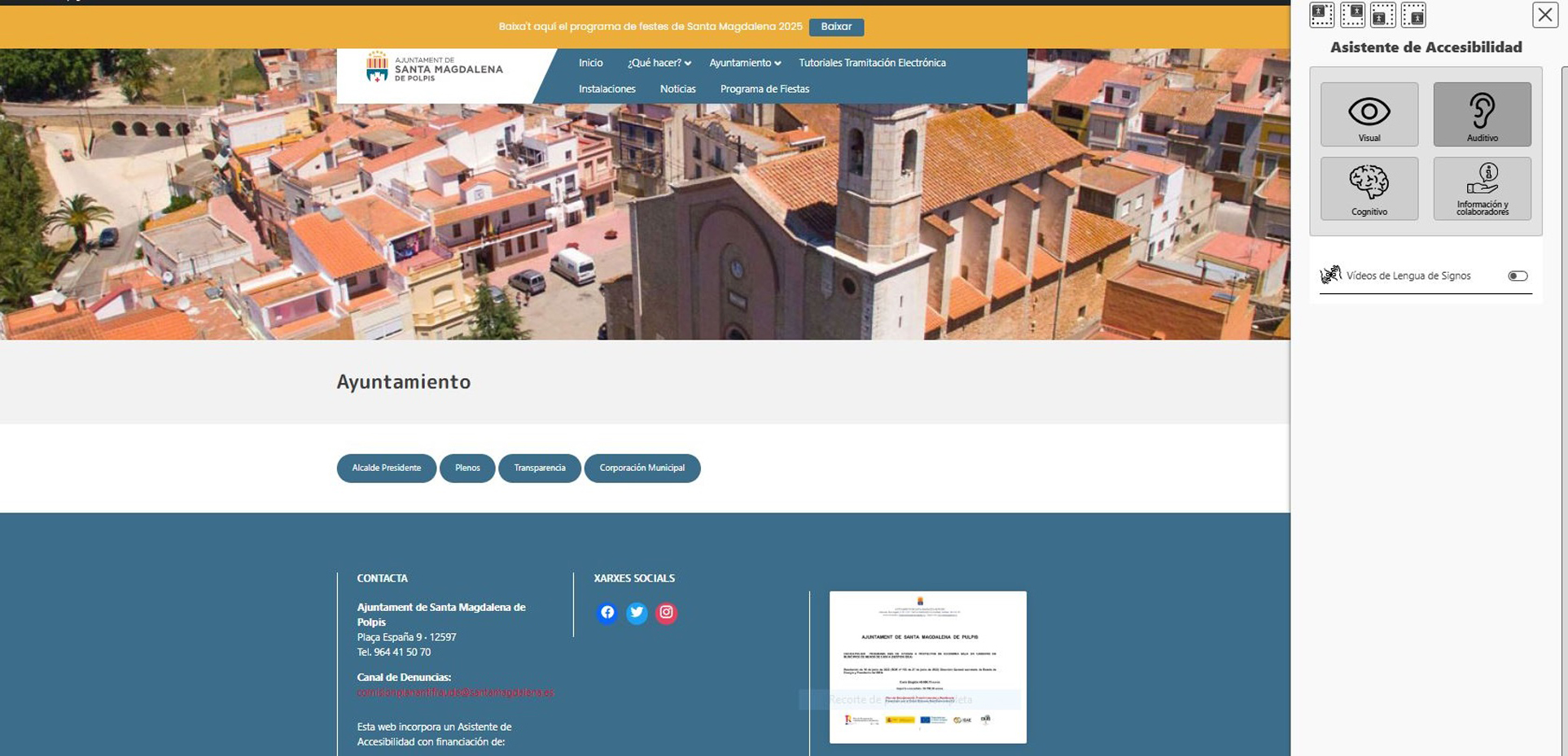 Santa Magdalena millora l'accessibilitat de la web municipal