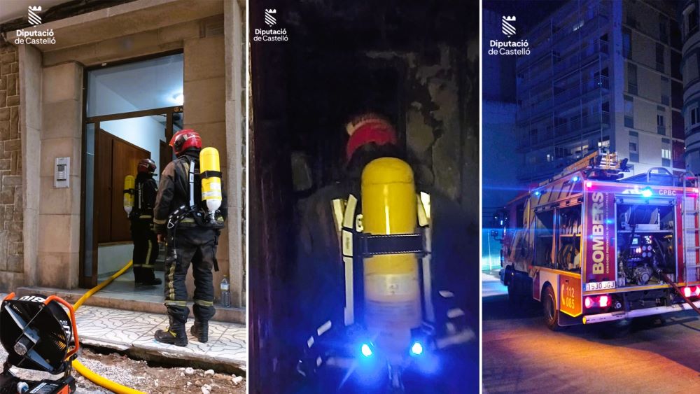 Els bombers actuen en l'extinció d'un incendi en una vivenda de Vinaròs