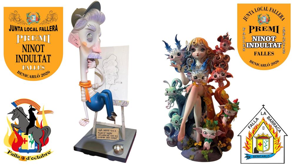 Les falles 9 d'Octubre i La Barraca de Benicarló guanyen el Premi al Ninot Indultat 2026